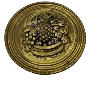 Vintage Brass Embossed Fruit Wall Hanging Plate